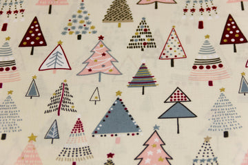 Baumwollwebware Weihnachtsbäume, Weihnachten, hellbeige, 0,5 m
